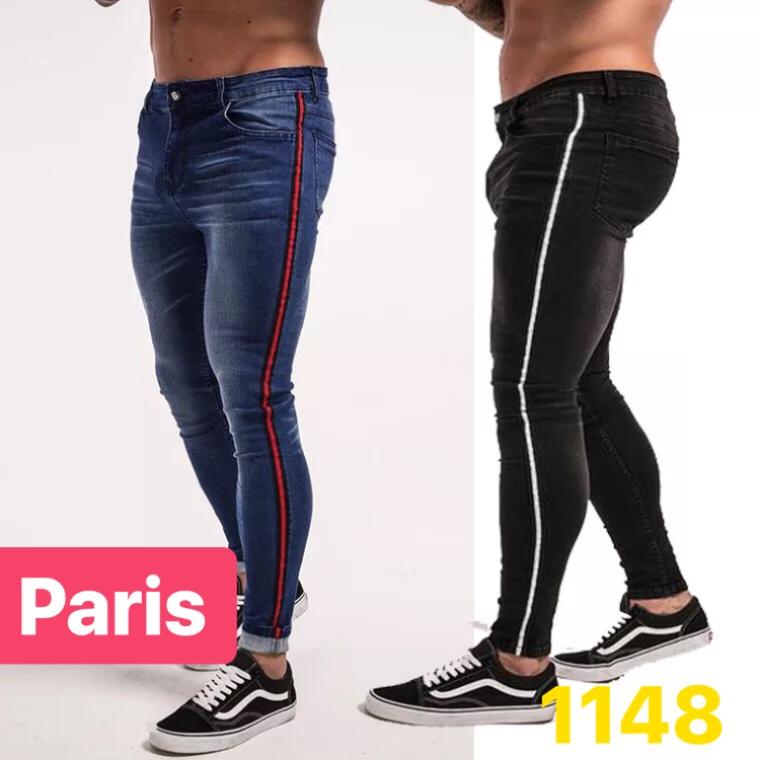 QUẦN BAGGY JEAN NAM ĐEN CHẤT BÒ SỌC TRẮNG HOT BOY CAO CẤP - PARIS FASHION