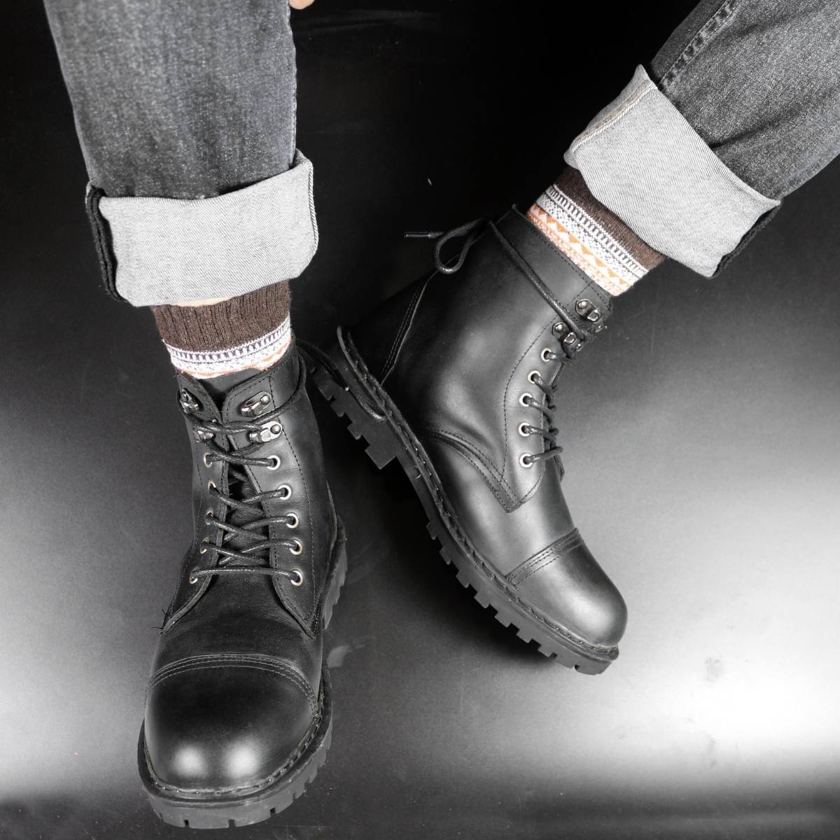 Giày Boots Combat Boot Doc.058 Full Black Da bò sáp Lucas Shoes
