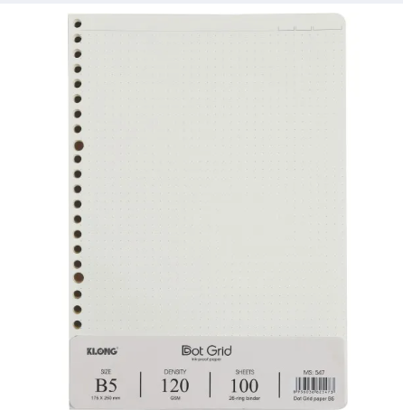 Ruột sổ còng Dot Grid B5 Klong - 100 tờ MS 547-SỔ KLONG