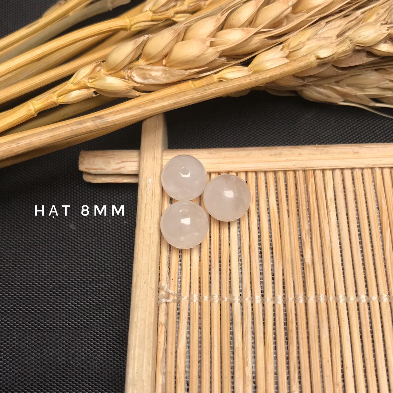 1 hột đá thạch anh ưu linh trắng cỡ 8li MS08