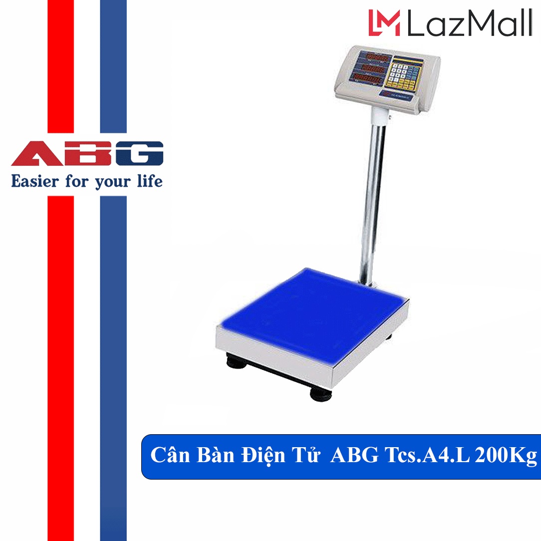 Cân Bàn Điện Tử Công Nghiệp ABG Tcs.A4.L (Loại 200kg) Mặt Bàn 40 x 50cm, Có Chức Năng Tính Giá, Ghi Nhớ, Trừ Bì, Tự Động Về, Cộng Dồn