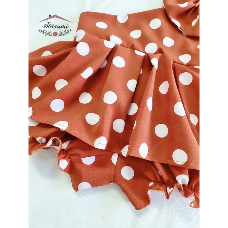 [SET 3 MÓN] SET BỘ NƠ LỆCH VAI CHẤM CAM SIÊU SANG [THIẾT KẾ] - Tocxumi House