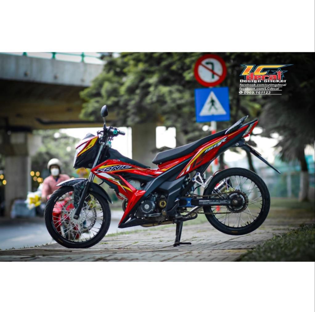 Tem Rời Dán Xe Sonic 150 Mẫu Chỉ Trắng Đỏ Đen 150R