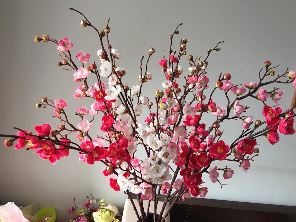 Hoa đào giả hoa lụa đẹp trang trí cao cấp