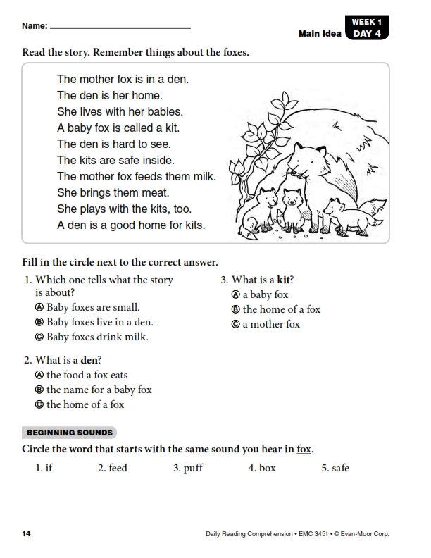 Daily reading comprehension - Evan moore - Sách luyện đọc hiểu tiểu học.