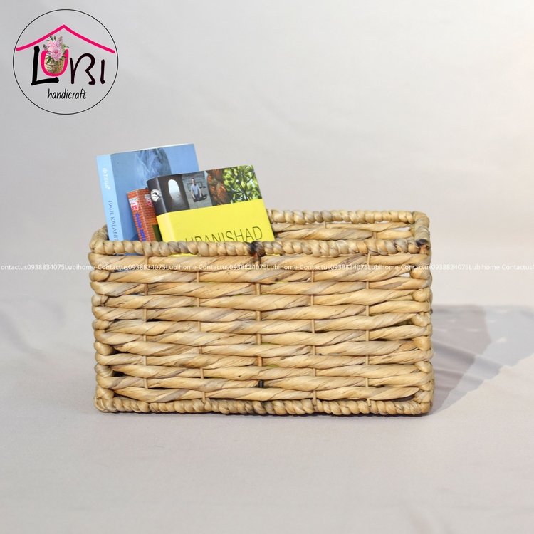 [Lubi Home] - Sọt đựng đồ đan lục bình hình chữ nhật đan vặn
