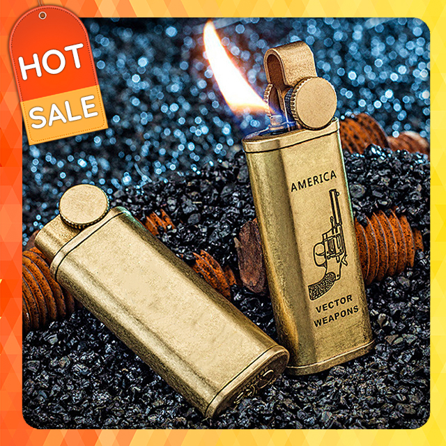 Hộp Quẹt Bật Lửa gas Đá Đồng Promise BNC-003 B01 Họa Tiết Đẹp Độc Lạ Màu Vàng - Dùng gas Đá Cao Cấp (KHÔNG CHỨA XĂNG GAS)