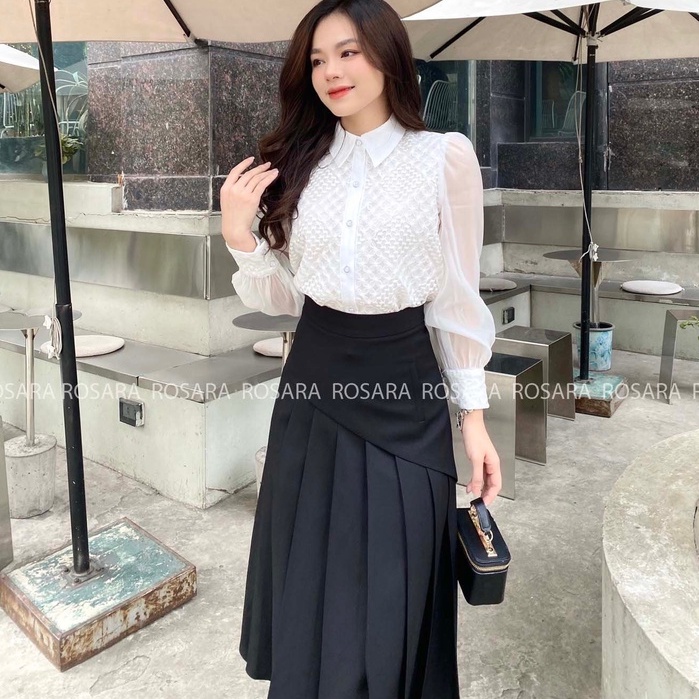CV9 Chân Váy Xếp Ly Đen Thiết Kế Thời Trang Rosara
