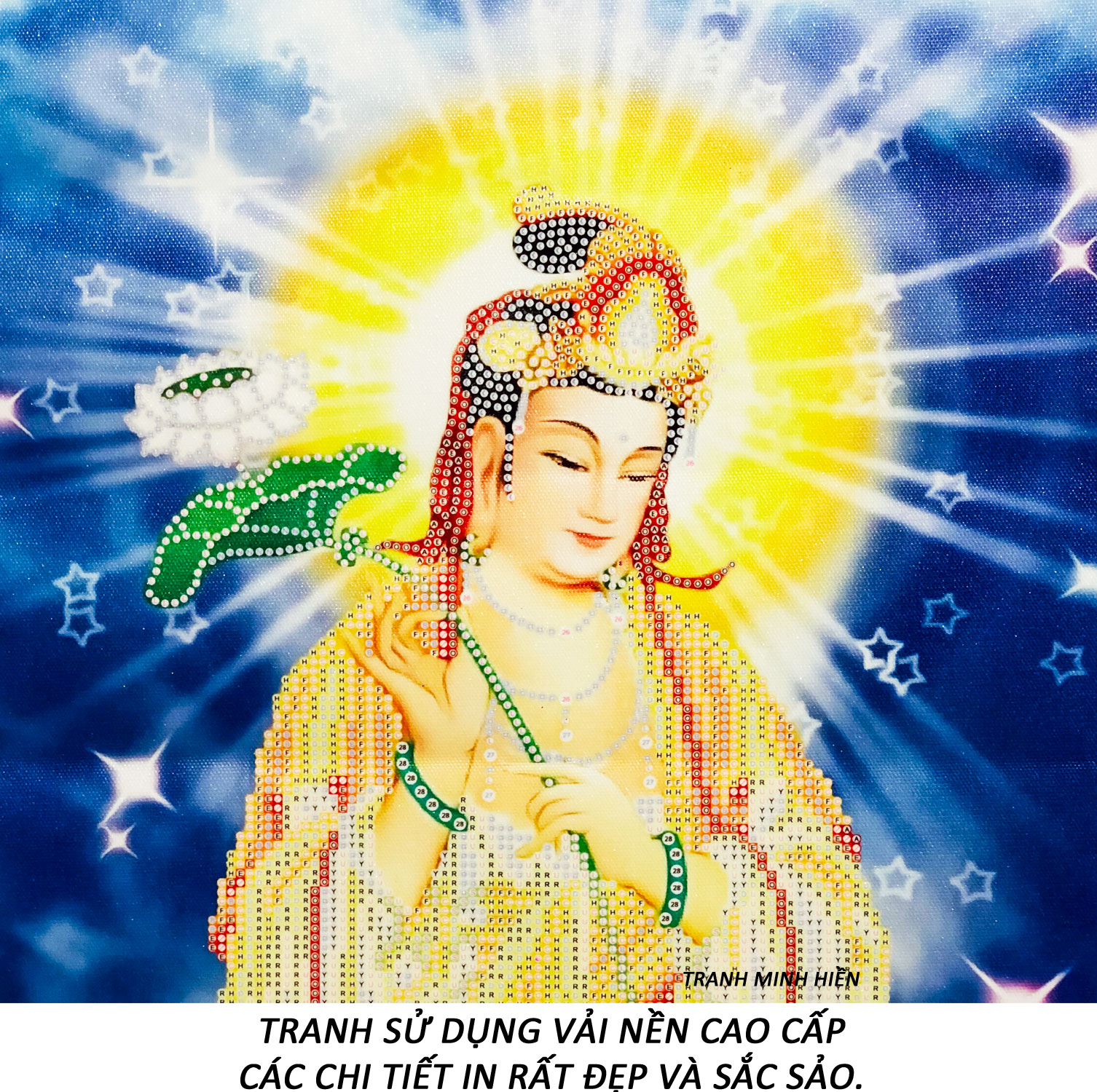 Tranh Đính Đá Tự Làm - Phật Đại Thế Chí Bồ Tát 18 (Kèm Quà Tặng) - Tranh Minh Hiền (TỰ ĐÍNH ĐÁ)