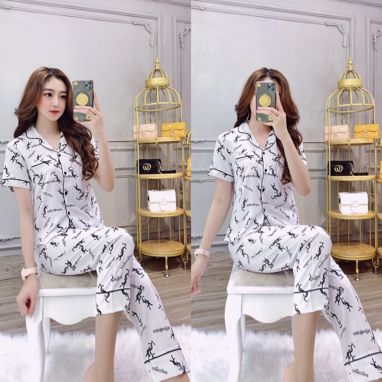 Bộ lụa pijama mặc nhà bao đẹp bao mát