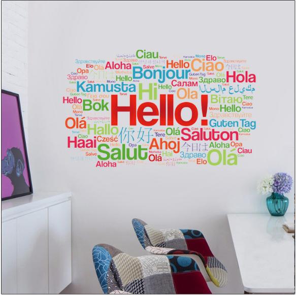 Decal trang trí chữ tiếng anh HELLO