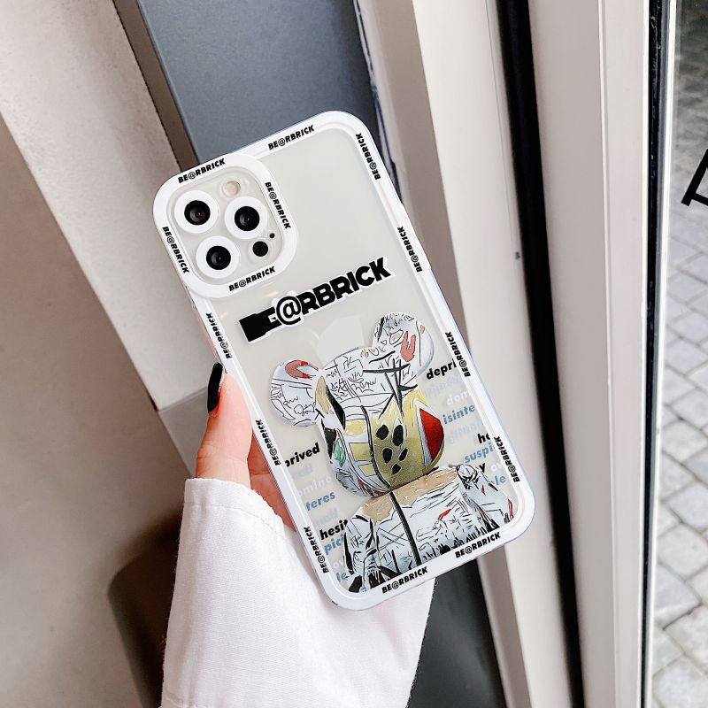 Ốp lưng Vina Case Iphone 6S/6 Plus/7G/8G/X/Xs/11/12/....dẻo trong viền vuông in hình Bearbrick viền