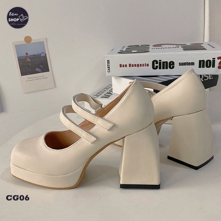 [Hàng Sẵn] [Ảnh Thật] [Freeship] Giày Cao Gót 2 Quai Đế Cao 10 Phân - CG06