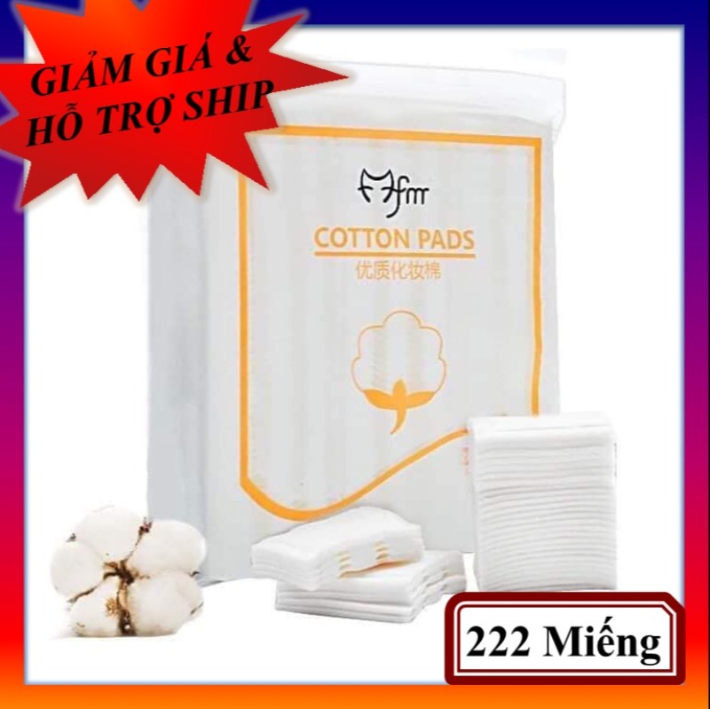 Bông tẩy trang cotton Pad 222 miếng 100% cotton, 3 lớp mềm mịn, thấm hút tốt, không để lại xơ bông