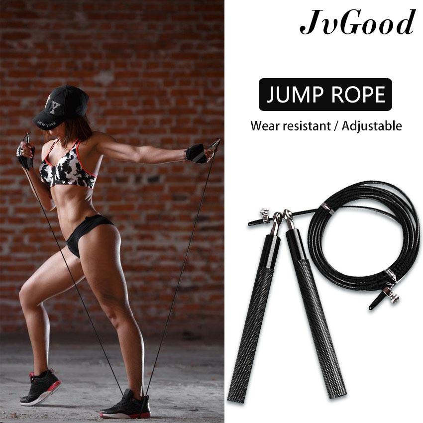 JvGood 3M Adjustable Jump Rope High Speed Steel Wire Cable Professional Jump Rope with Metal Ball Bearings in Handles for Men and Women