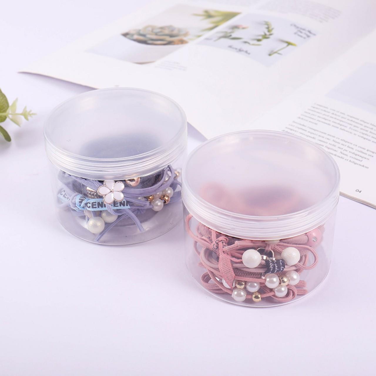 Bộ 12 thun cột tóc Hàn Quốc siêu cute (Hồng nhạt - Gồm Hộp)