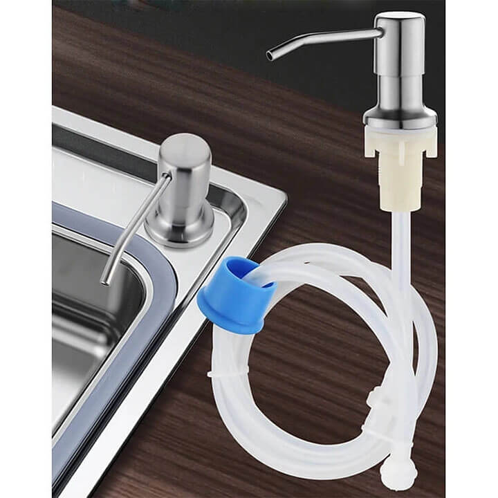 (HÀNG  LOẠI 1)Bộ vòi dẫn rửa bát, bơm hút nước rửa chén bát gắn với bồn rửa, đầu inox , dây dẫn silicon dài 1,2m,