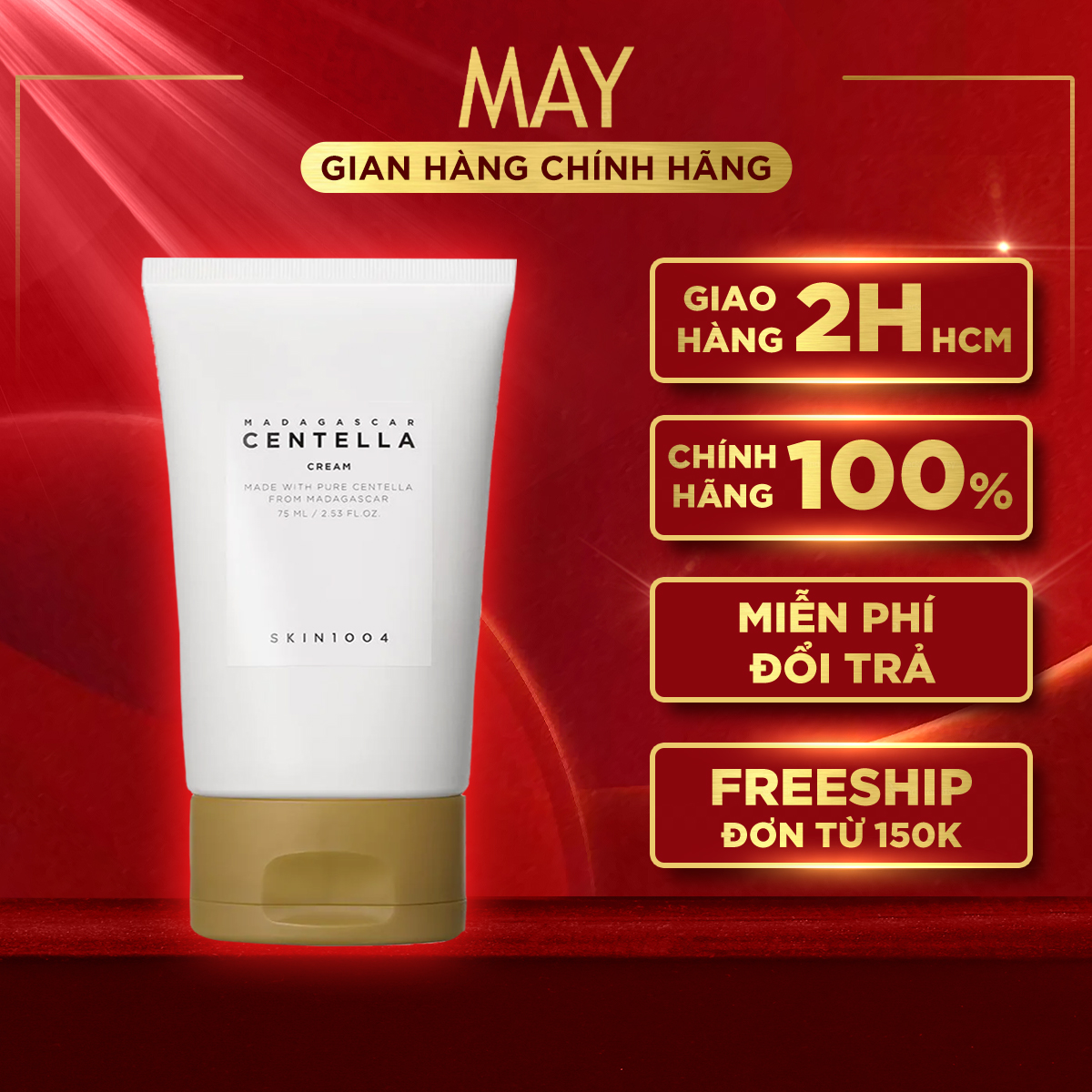 Kem dưỡng ẩm skin1004 kiềm dầu dành cho da mụn nhạy cảm madagascar centella asiatica cream 75g - may cosmetics & skincare