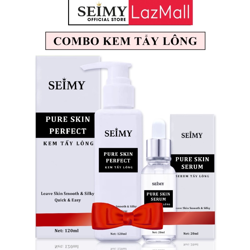Combo Kem Tẩy Lông Seimy - Pure Skin Perfect triệt sạch bất chấp mọi loại lông vĩnh viễn nhanh gọn chỉ 5 phút nhập khẩu