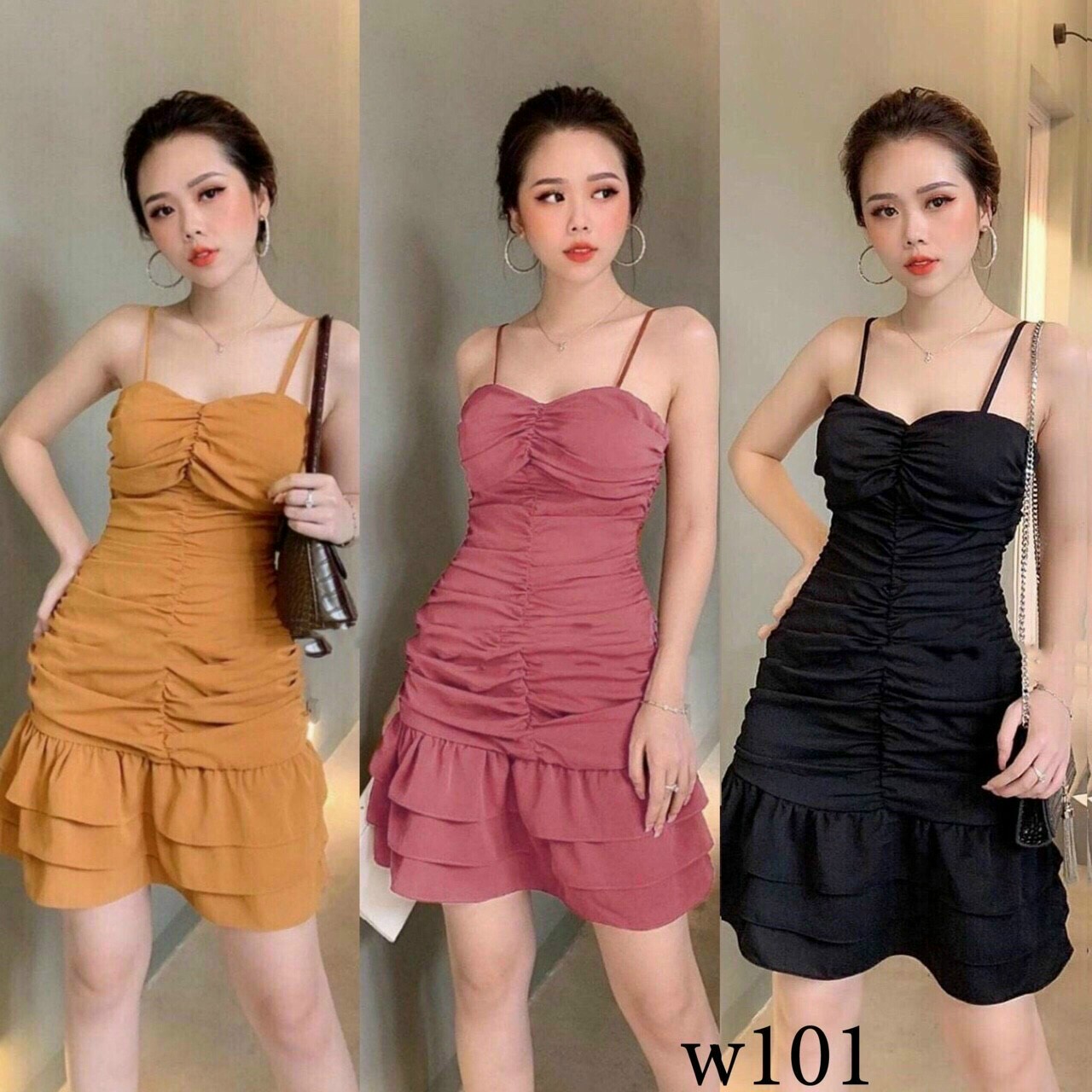 [HCM]ĐẦM 2 DÂY NHÚN ( CÓ MÚT ) SIÊU DỄ THƯƠNG QCS