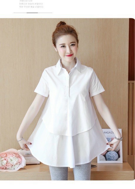 Áo Bầu sơ mi cộc tay - Áo Sơ bầu chất mềm mát
