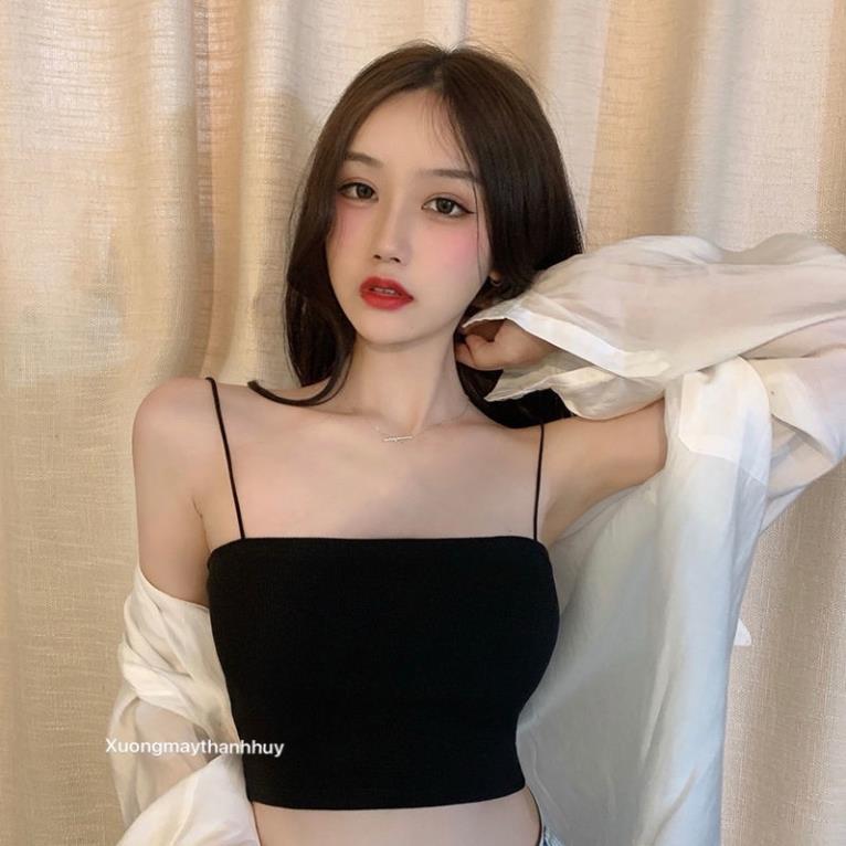 Áo 2 dây cottong thun gân co dãn tốt