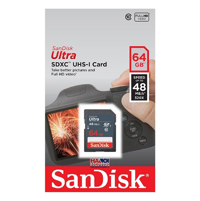 Thẻ nhớ SD Sandisk Ultra 64GB 48MB/s class 10 SDXC