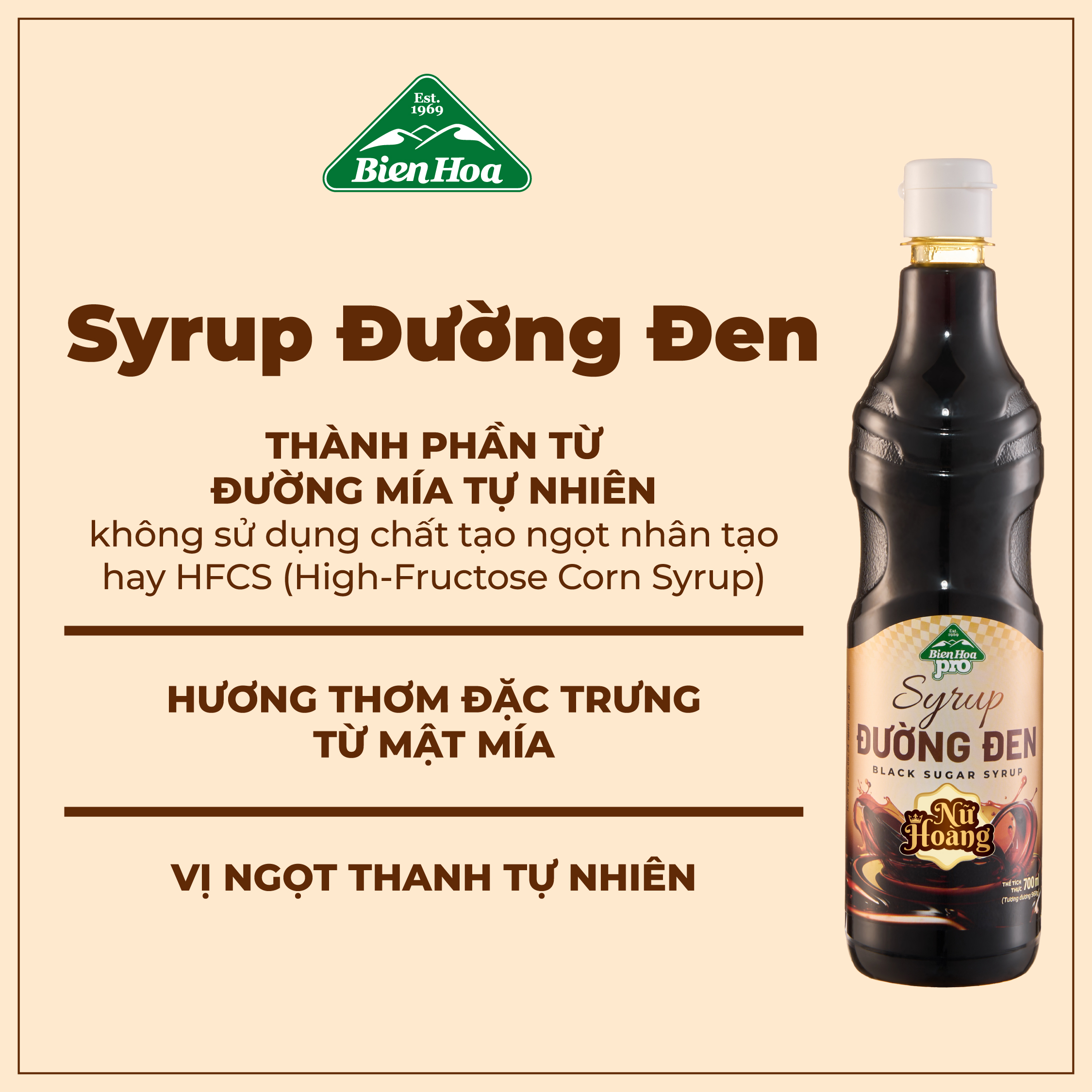 Syrup Đường đen Nữ Hoàng 700ml/Chai