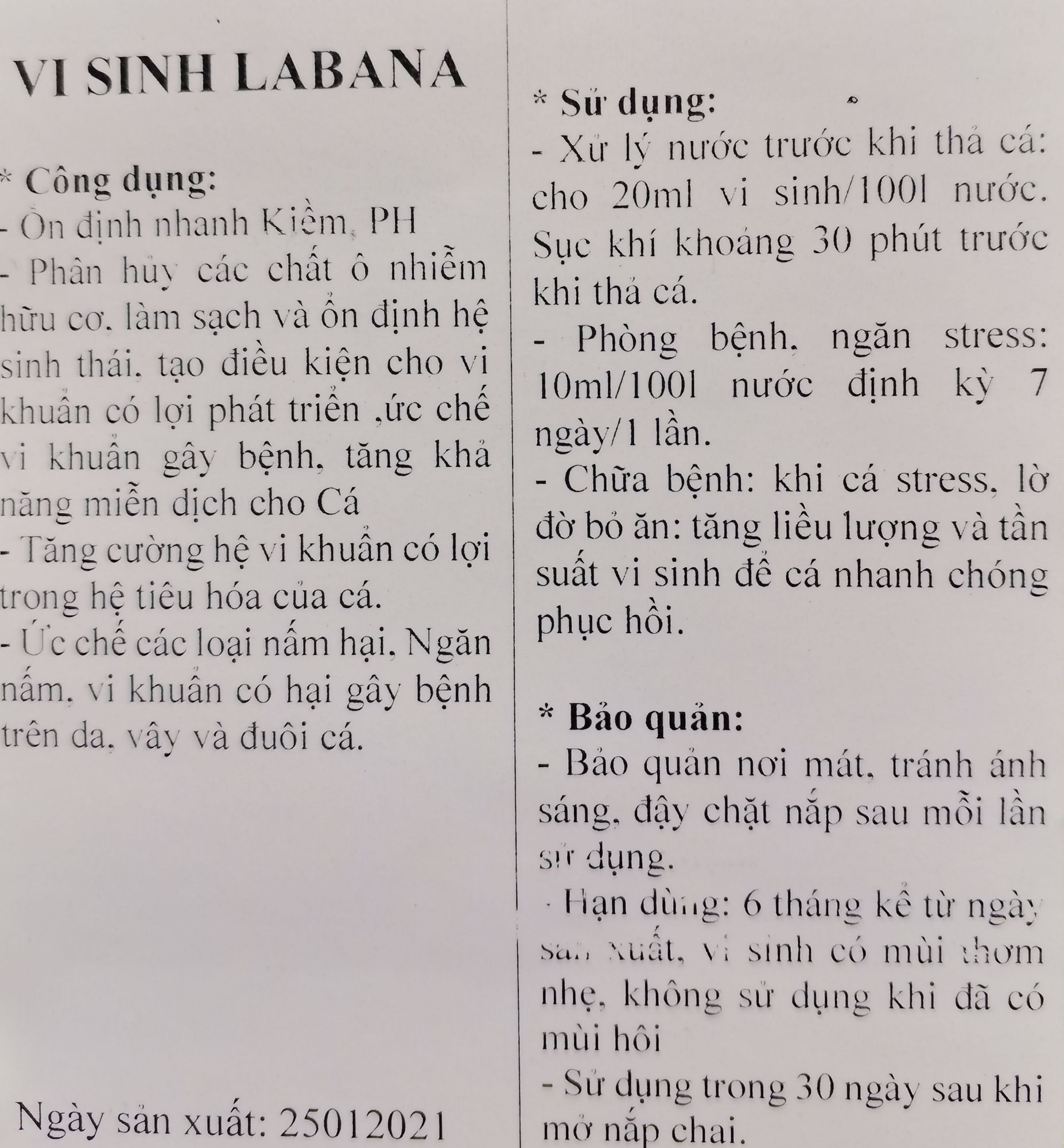 [HCM]Vi sinh LABANA làm trong nước chai 500ml