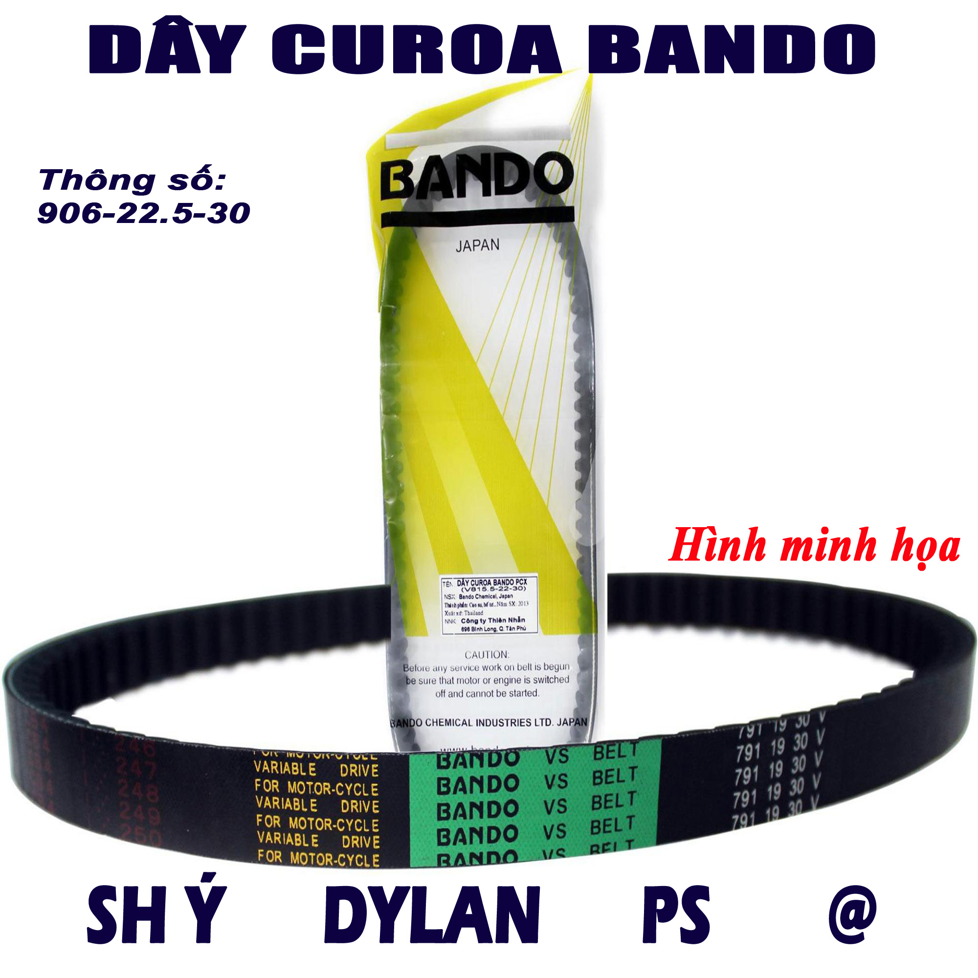 Dây curoa Honda Sh ý Dylan PS A Còng - Thái Lan