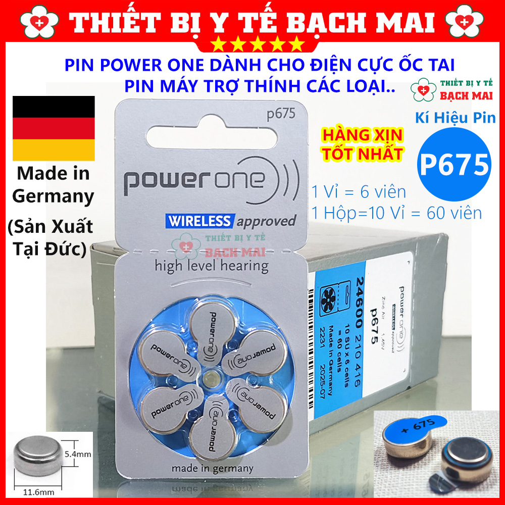 Pin Máy Trợ Thính POWER ONE P675 - Vỉ 06 Viên