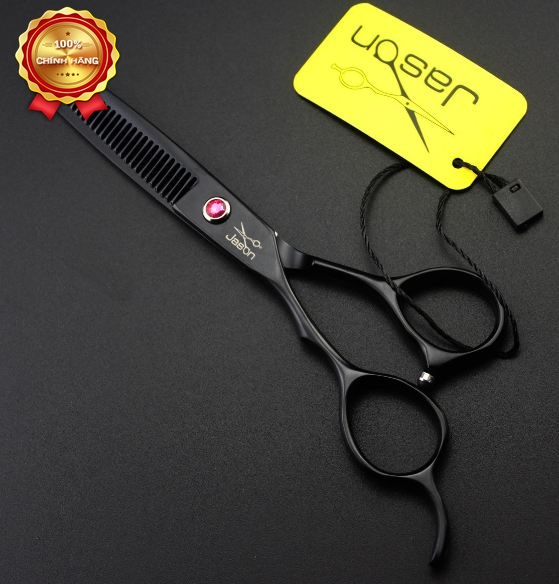 Bộ kéo cắt tóc tay trái jason đen (Mua cặp kéo được tặng bao da, lược toni guy, chỉnh kéo )