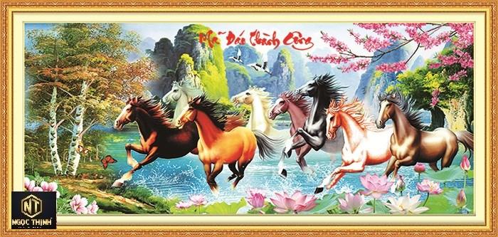 Tranh đính đá cao cấp venus mã đáo thành công- kt: 107x50cm