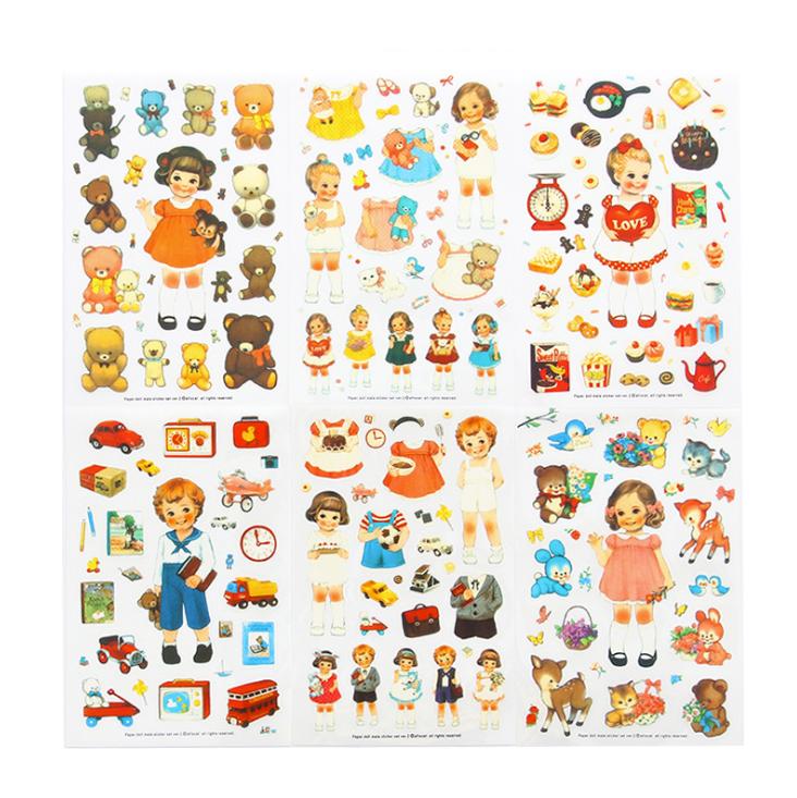 [HCM]Bộ 6 tấm sticker trang trí Paper Doll mate