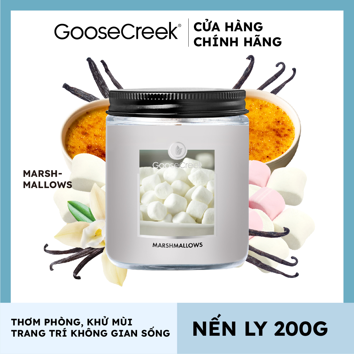 Nến ly sáp đậu nành Goose Creek (200g) - Marshmallows