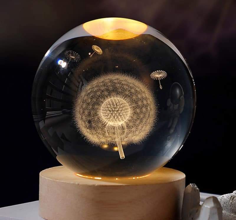 Đèn Ngủ 3D Quả Cầu Pha Lê Phát Sáng