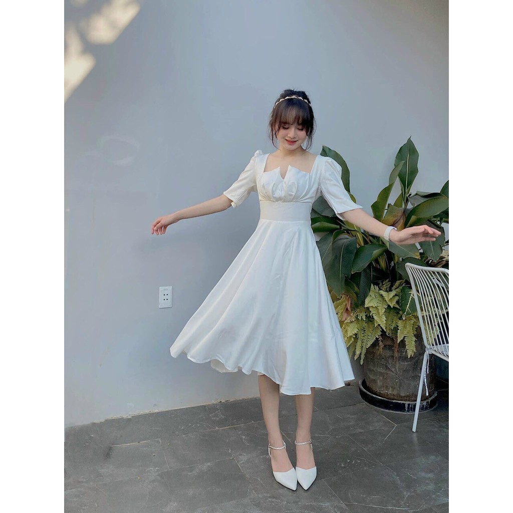 Đầm dự tiệc xếp ly ngực duyên dáng