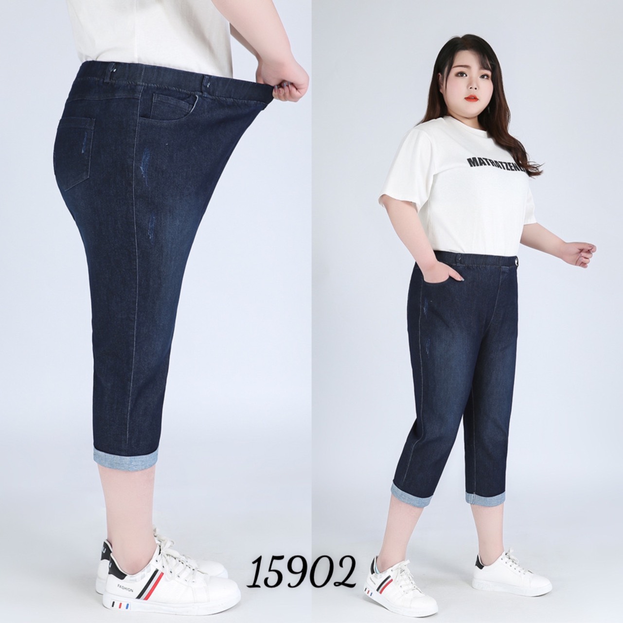 Quần Jean lửng BIGSIZE size ĐẠI lưng thun 15902