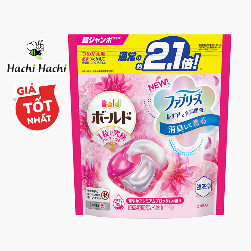 Viên giặt xả khử mùi chống nhăn 4D Gel Ball Bold P&G Hương hoa - Hachi Hachi Japan Shop