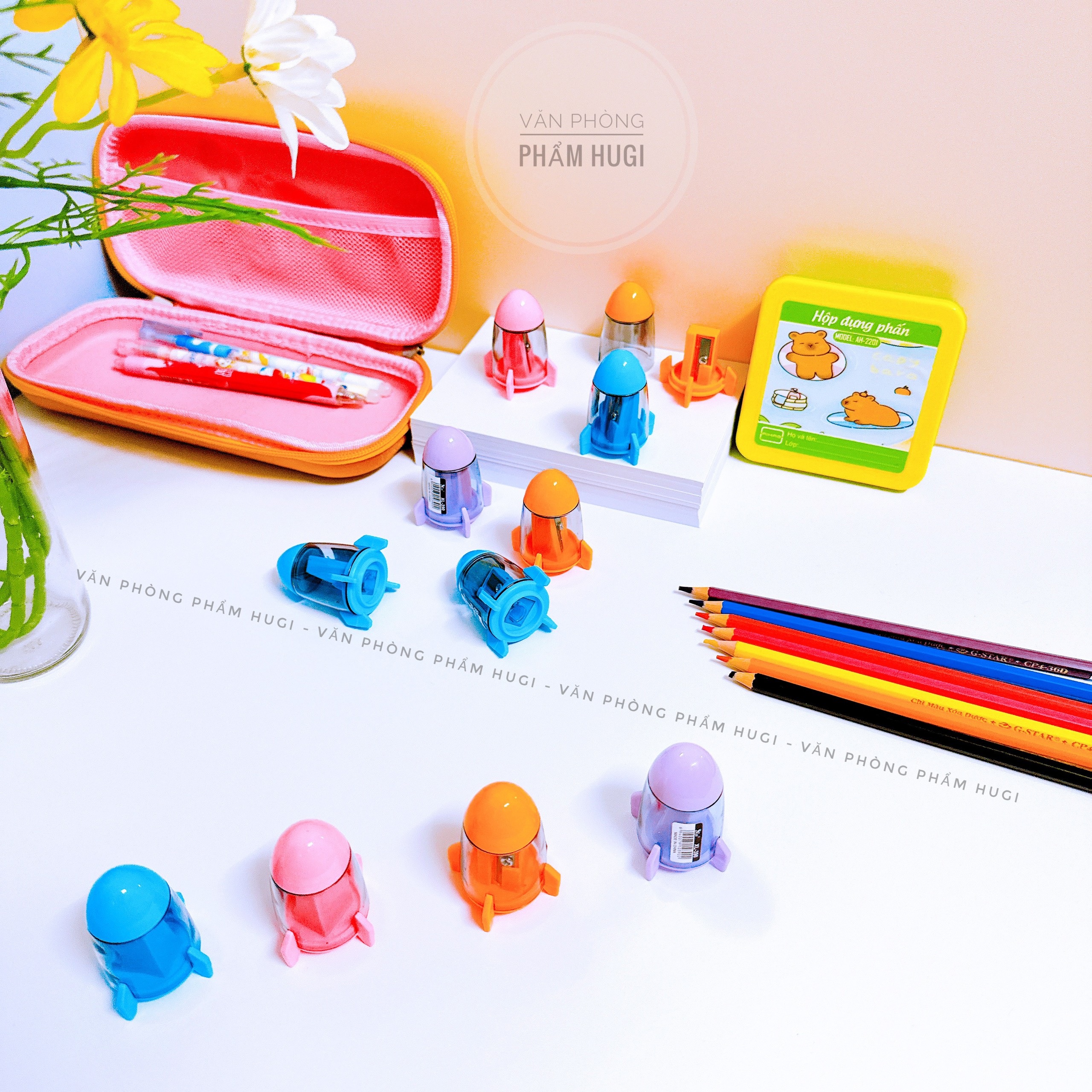 Student cute rocket pencil sharpener set 4 PCs
