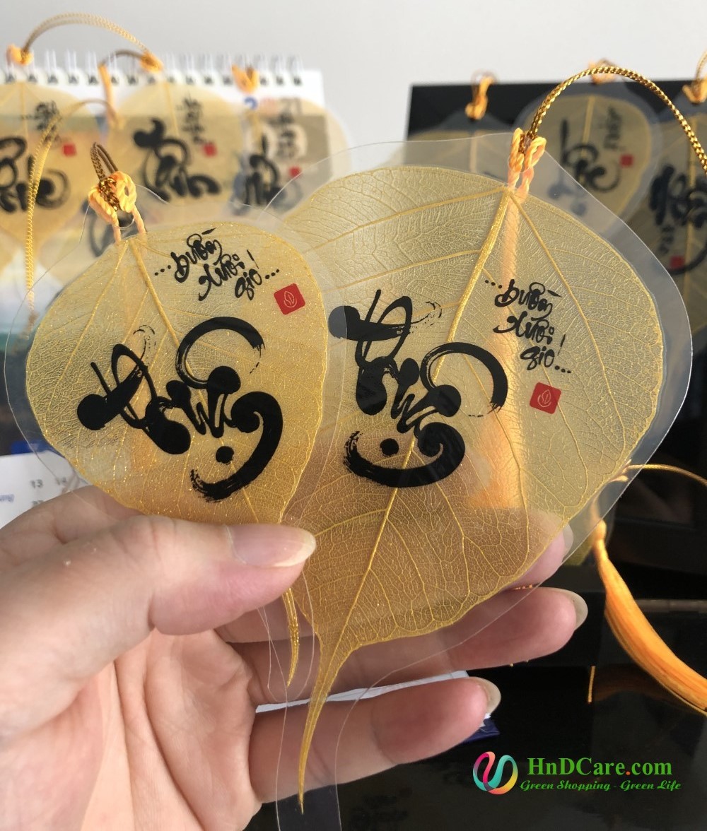Lá Bồ Đề Vàng Kim Cao Cấp (Lá Bồ Đề Phong Thủy, Thư Pháp)