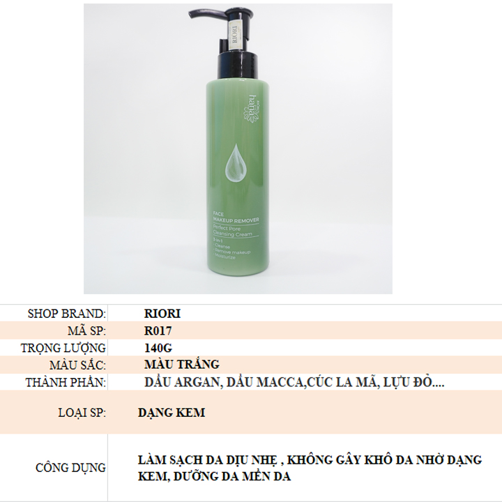 NƯỚC TẨY TRANG MẶT RIORI FACE MAKEUP REMOVER