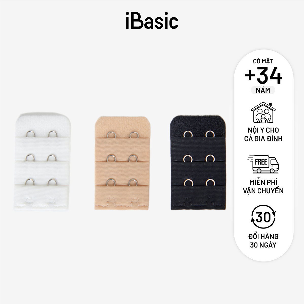 Combo 3 móc nối dây áo 2 móc cài iBasic PK022