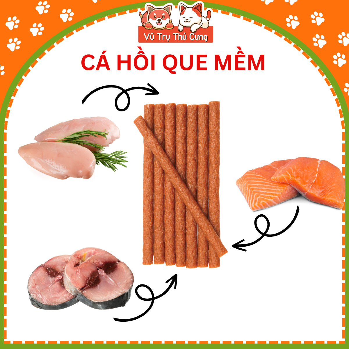 Snack Que thưởng cho chó Wanpy vị cá hồi 100g