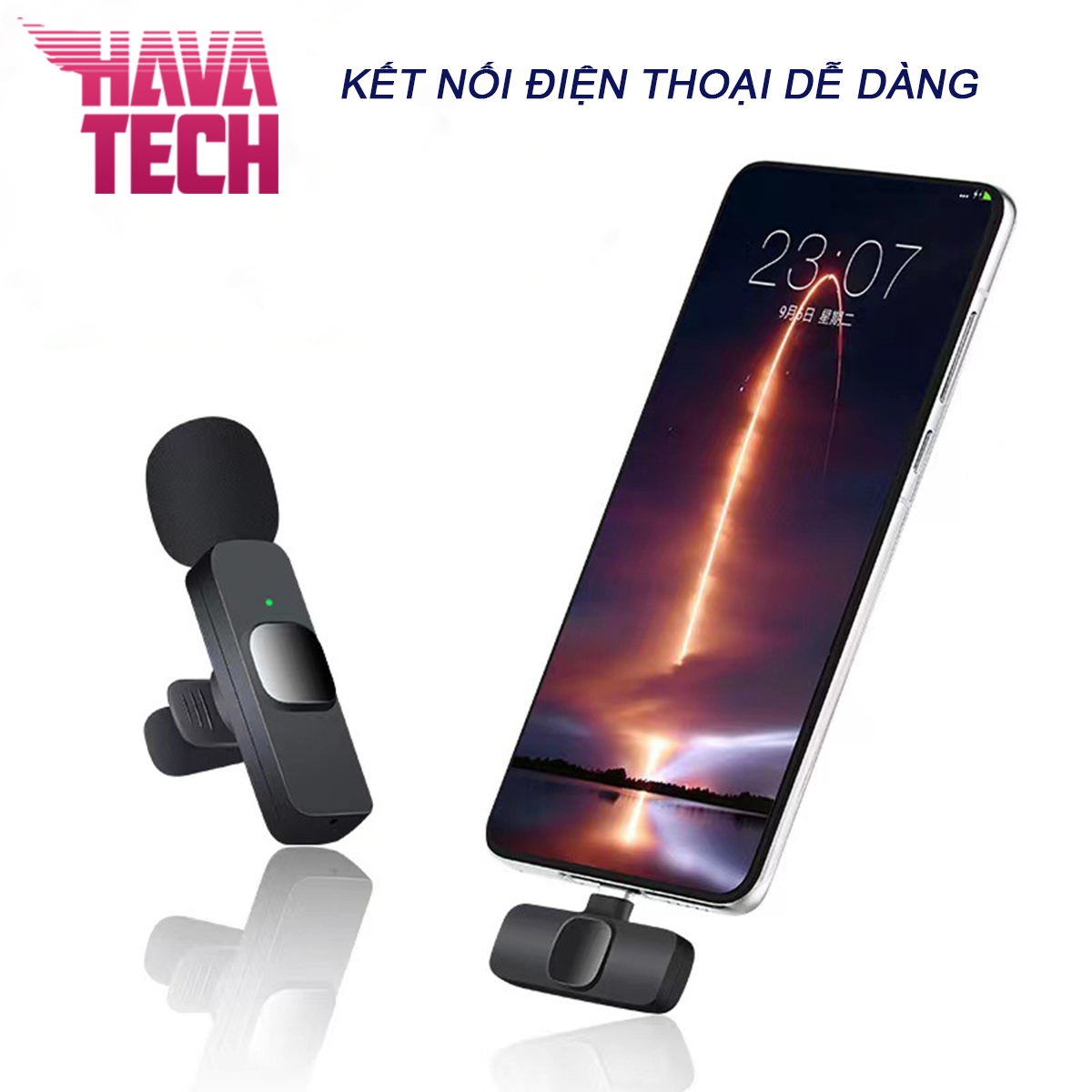Micro thu âm cài áo K9 Pro kết nối điện thoại dùng quay video, livetream, tiktok, youtube