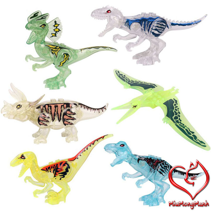 Bộ 6 Khủng Long Trong Suốt Cực Đẹp Dinosaur Lego YG Đồ Chơi Lắp Ráp Xếp Hình