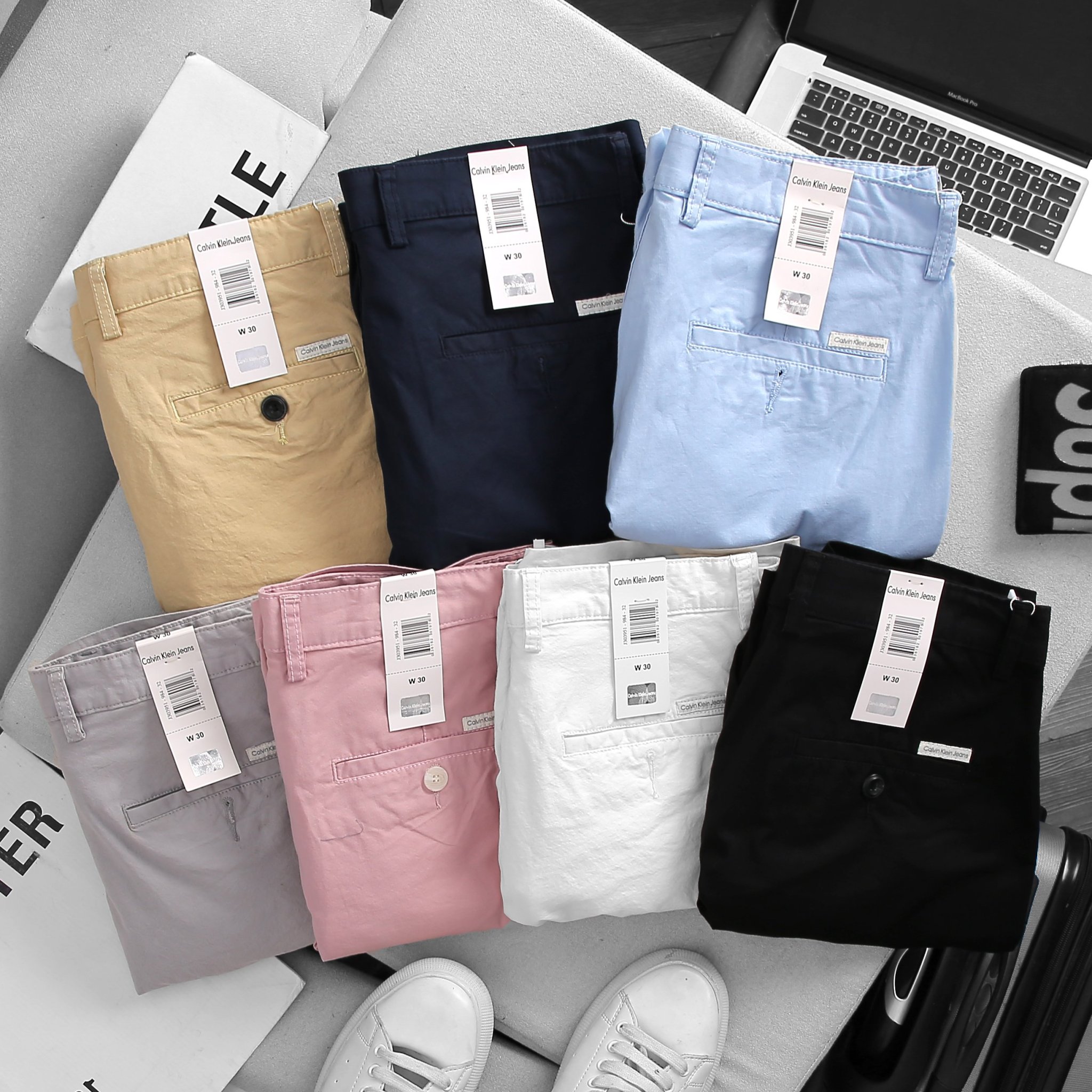 Quần Short CK Linen Nam - Nâu Kaki
