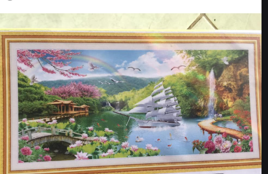 Tranh đính đá Thuận Bườm xuôi gió kt 130x65 cm