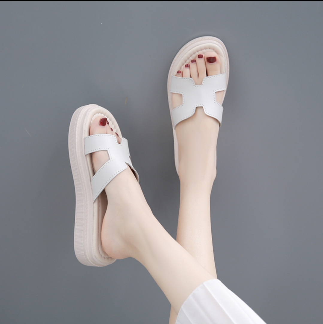 MẪU ĐẸP - HOTTREND  Dép nữ siêu đẹp quai da chữ H êm chân, đế PU cao 3p