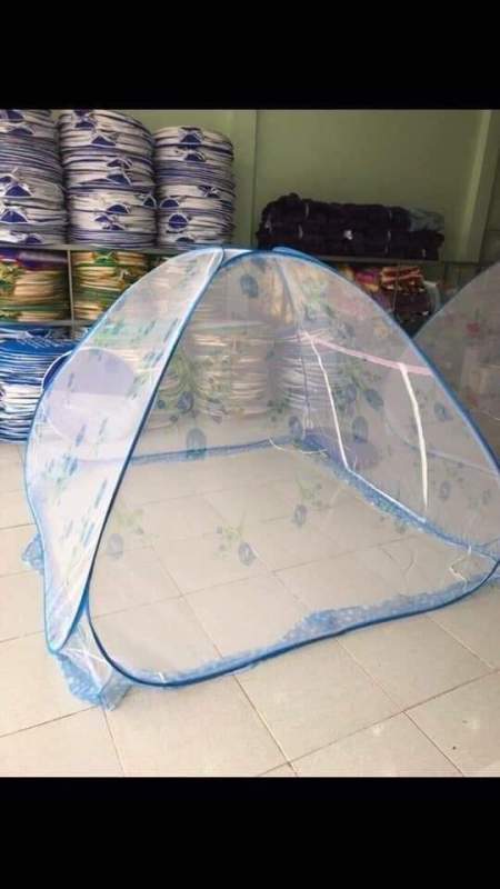 Màn bung gấp gọn vải hoa không đáy
